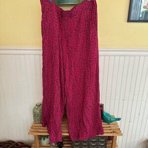 Torrid Pink & Black Printed Wide-Leg Pants Size 20 Viscose Blend